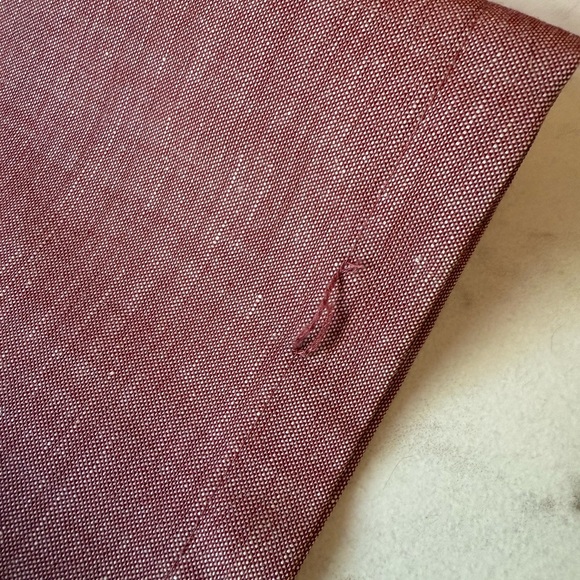 WOOL & PRINCE Men’s XL Red Merino Wool Short Sleeve Button Down; slim fit - Picture 5 of 13